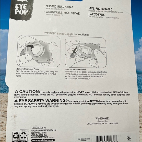Eye Pop Swim Goggle Set 3 Styles Latex Free Child Size Adjustable 3+ - Picture 3 of 3
